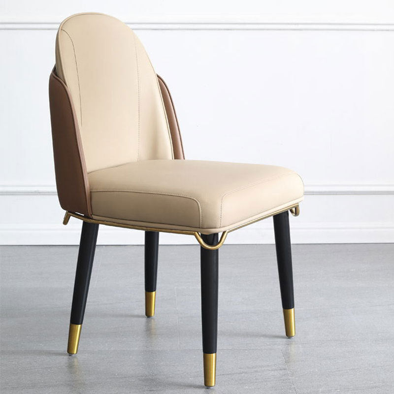 Glam Style Parsons Side Chair Leather Indoor Dining Chair with Wooden Legs