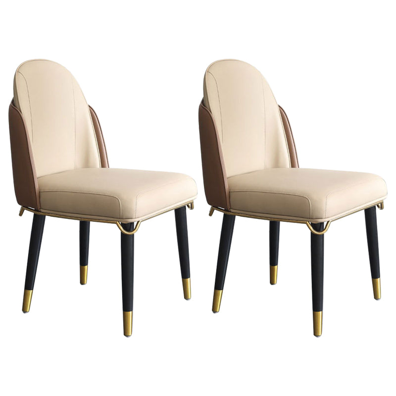 Glam Style Parsons Side Chair Leather Indoor Dining Chair with Wooden Legs