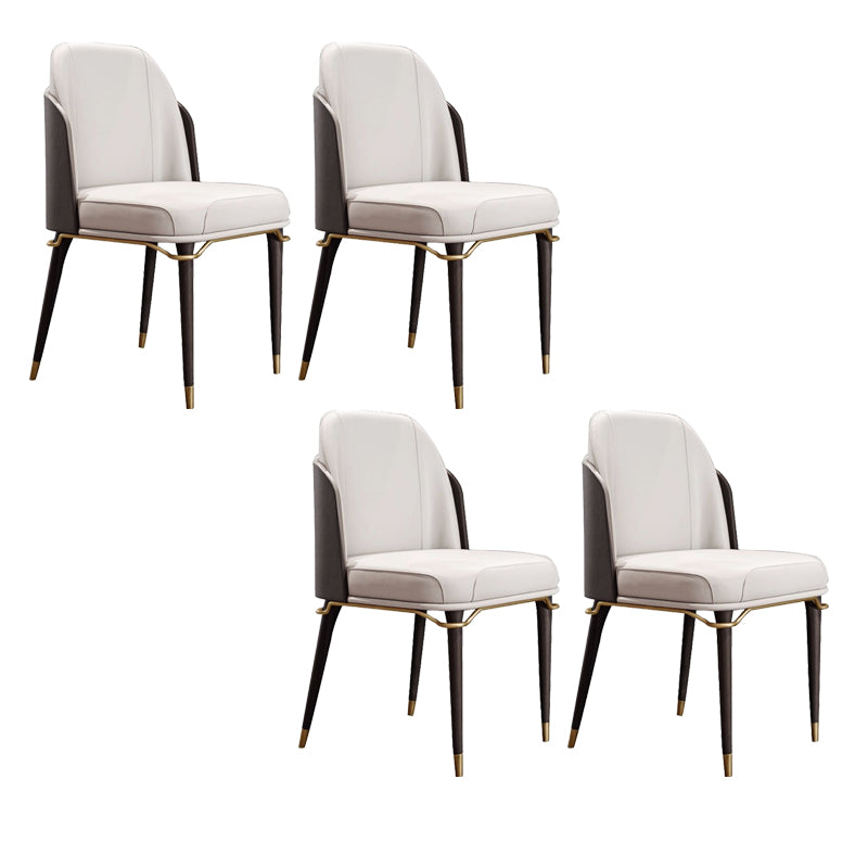 Glam Style Parsons Side Chair Leather Indoor Dining Chair with Wooden Legs