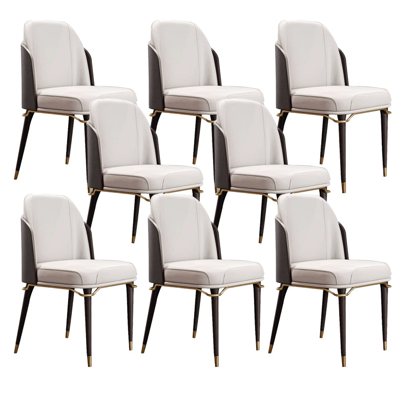 Glam Style Parsons Side Chair Leather Indoor Dining Chair with Wooden Legs