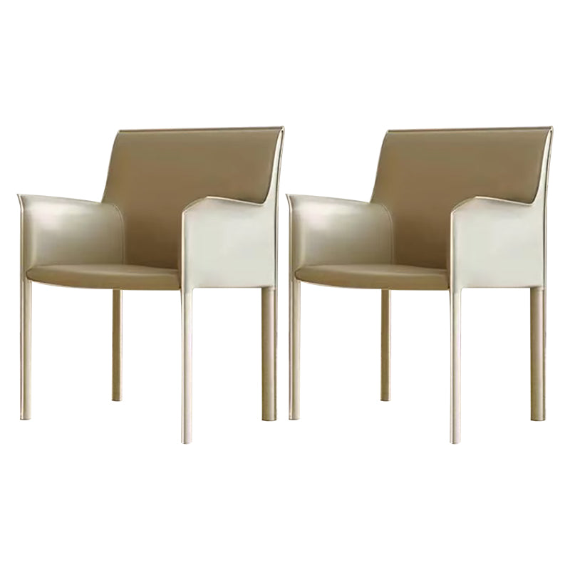 Modern Style Arm Chair Leather Solid Back Dining Chair for Home Use