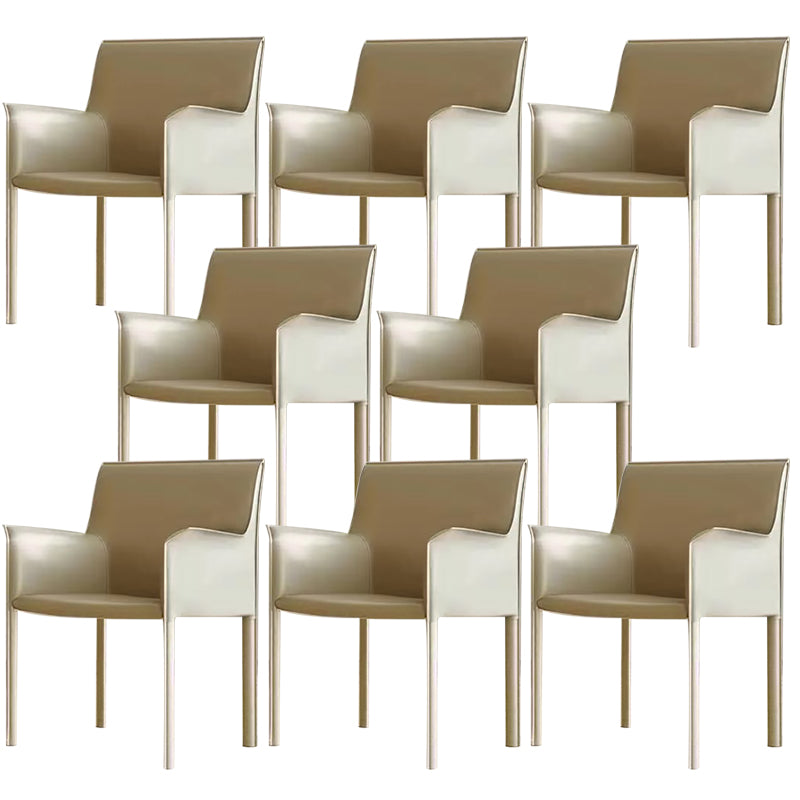 Modern Style Arm Chair Leather Solid Back Dining Chair for Home Use