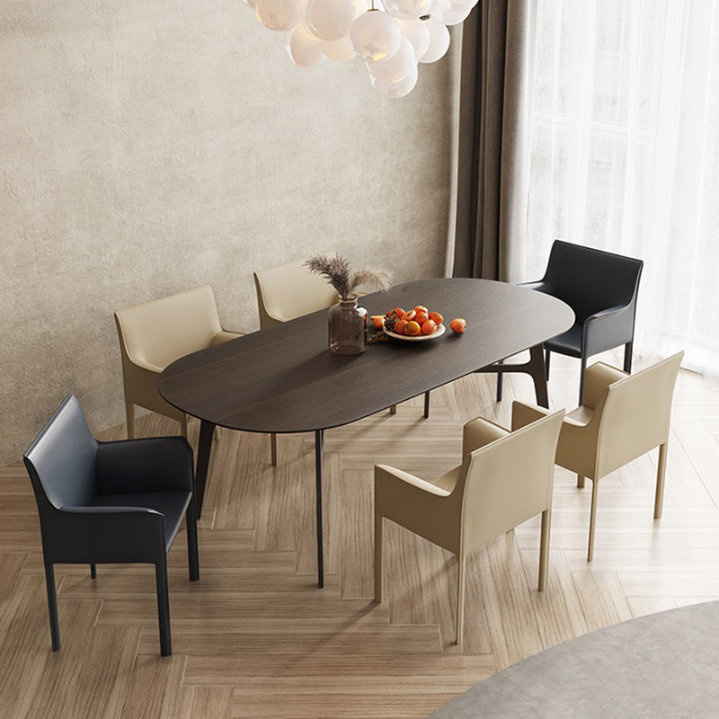 Modern Style Arm Chair Leather Solid Back Dining Chair for Home Use