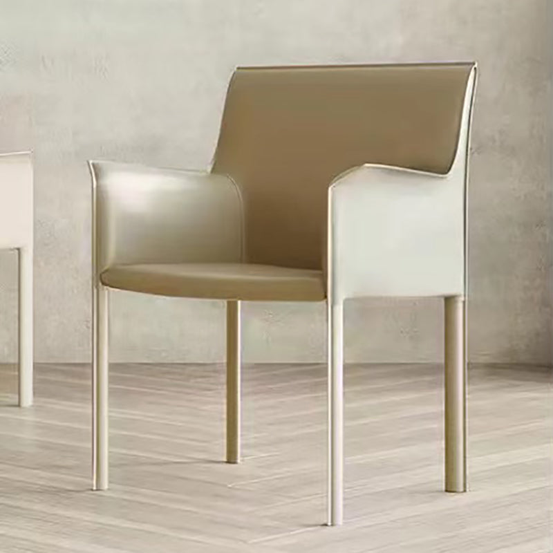 Modern Style Arm Chair Leather Solid Back Dining Chair for Home Use