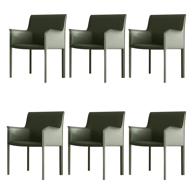 Modern Style Arm Chair Leather Solid Back Dining Chair for Home Use
