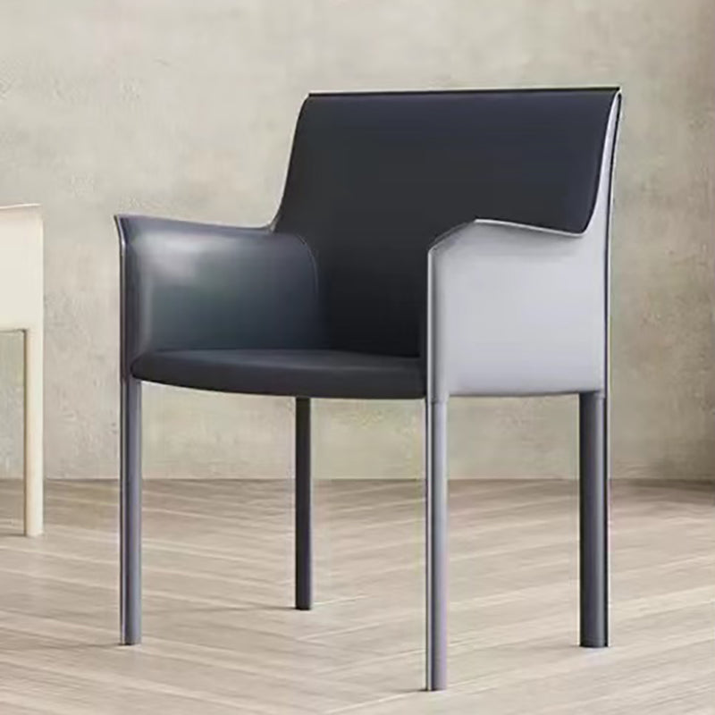 Modern Style Arm Chair Leather Solid Back Dining Chair for Home Use