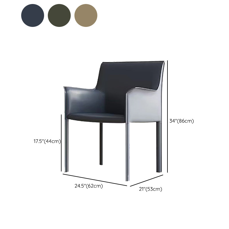 Modern Style Arm Chair Leather Solid Back Dining Chair for Home Use