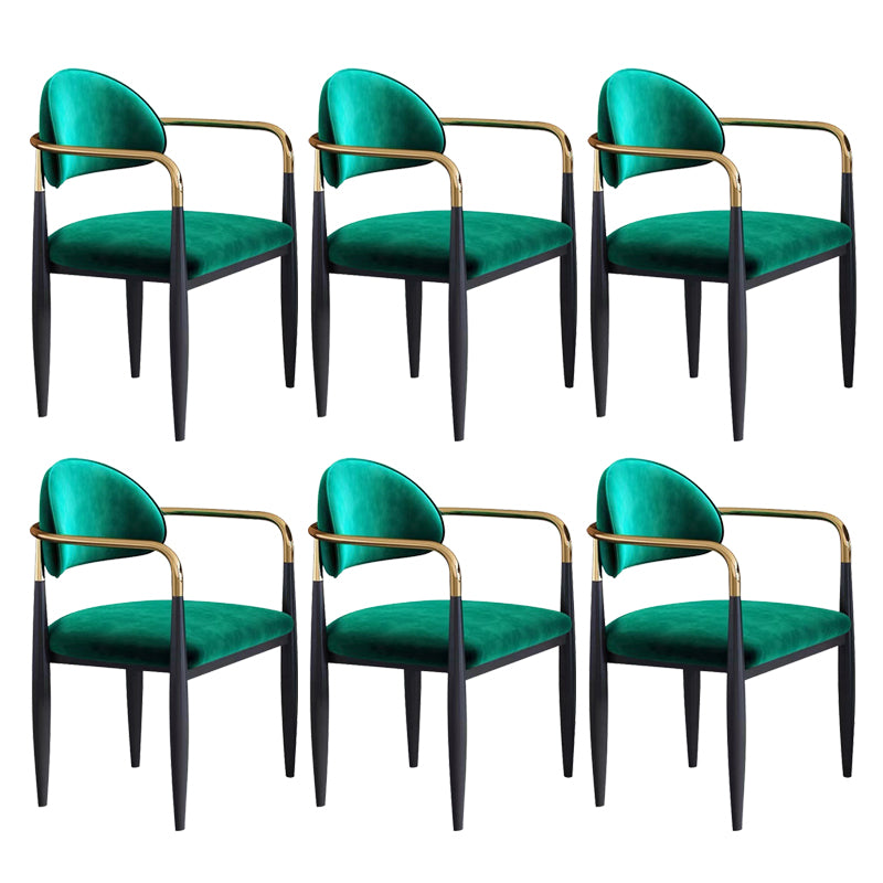 Glam Style Arm Chair Velvet Open Back Dining Chair for Home Use