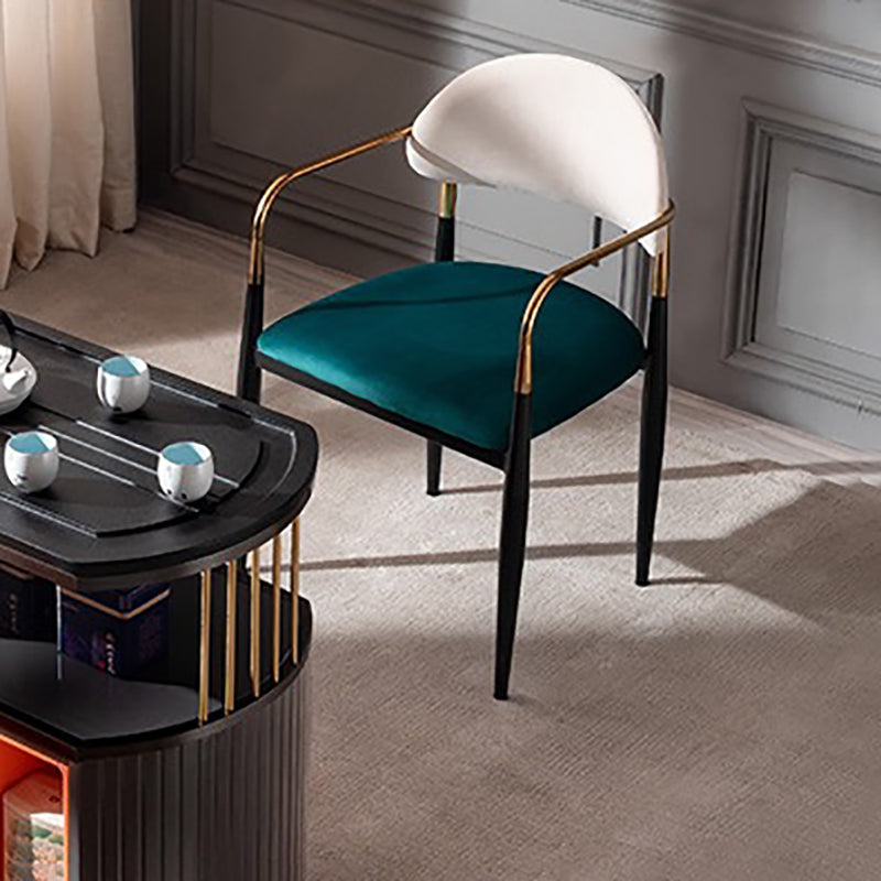 Glam Style Arm Chair Velvet Open Back Dining Chair for Home Use