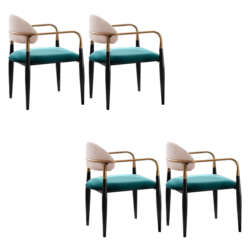 Glam Style Arm Chair Velvet Open Back Dining Chair for Home Use