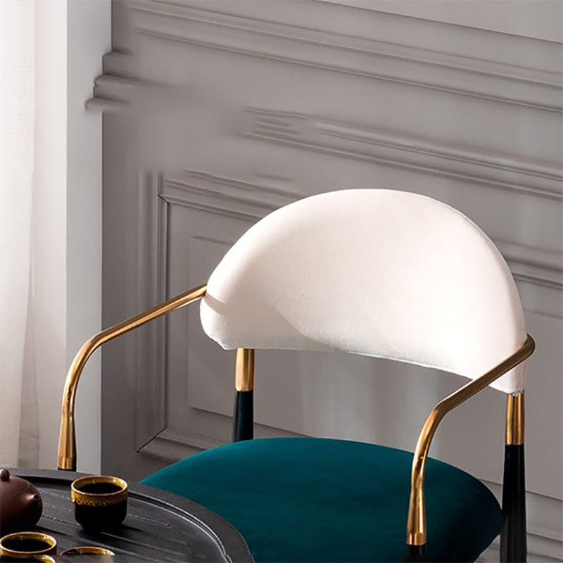Glam Style Arm Chair Velvet Open Back Dining Chair for Home Use