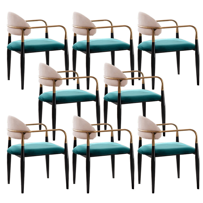 Glam Style Arm Chair Velvet Open Back Dining Chair for Home Use