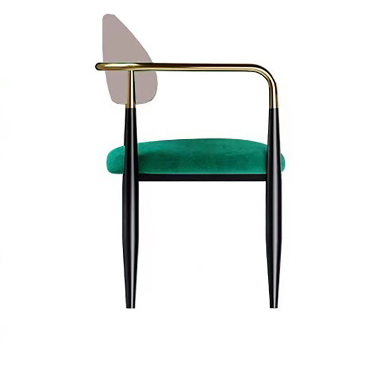 Glam Style Arm Chair Velvet Open Back Dining Chair for Home Use