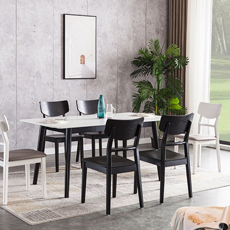 Black Modern Side Chair Solid Wood Dining Chair for Living Room