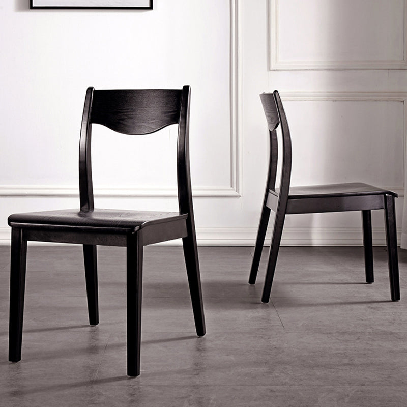 Solid Wood Side Chair Modern Black Indoor Dining Chair for Living Room