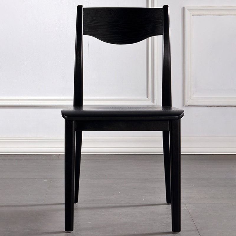 Solid Wood Side Chair Modern Black Indoor Dining Chair for Living Room