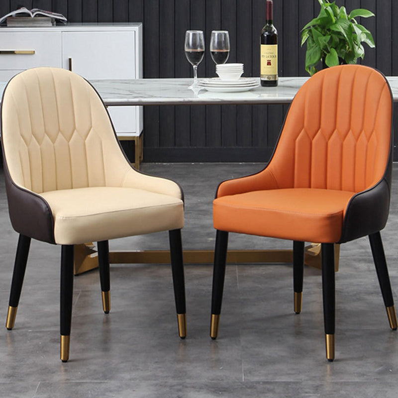 Glam Parsons Side Chair PU Leather Indoor Dining Chair for Living Room