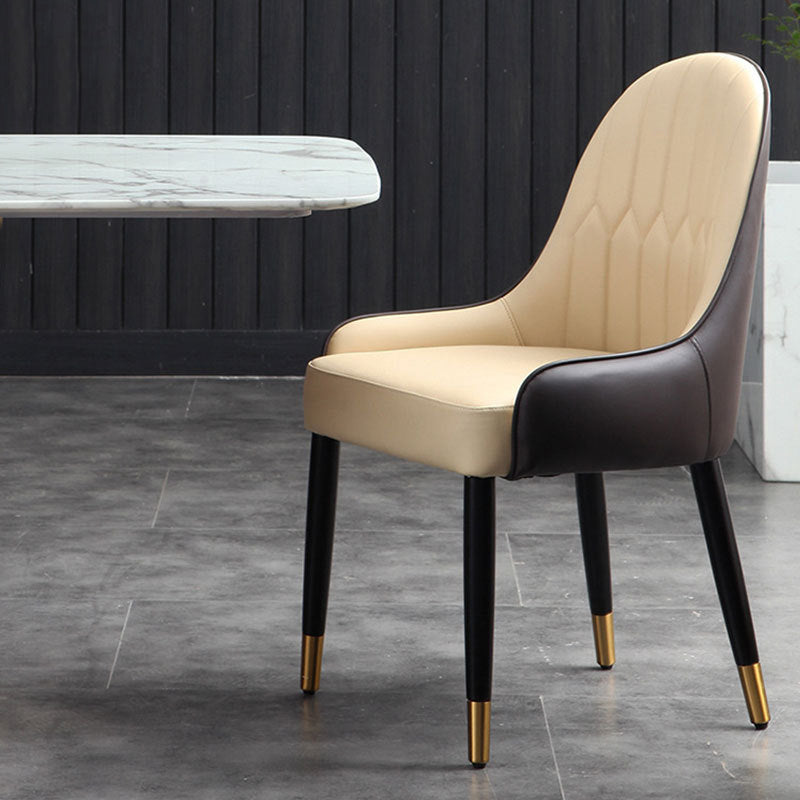 Glam Parsons Side Chair PU Leather Indoor Dining Chair for Living Room