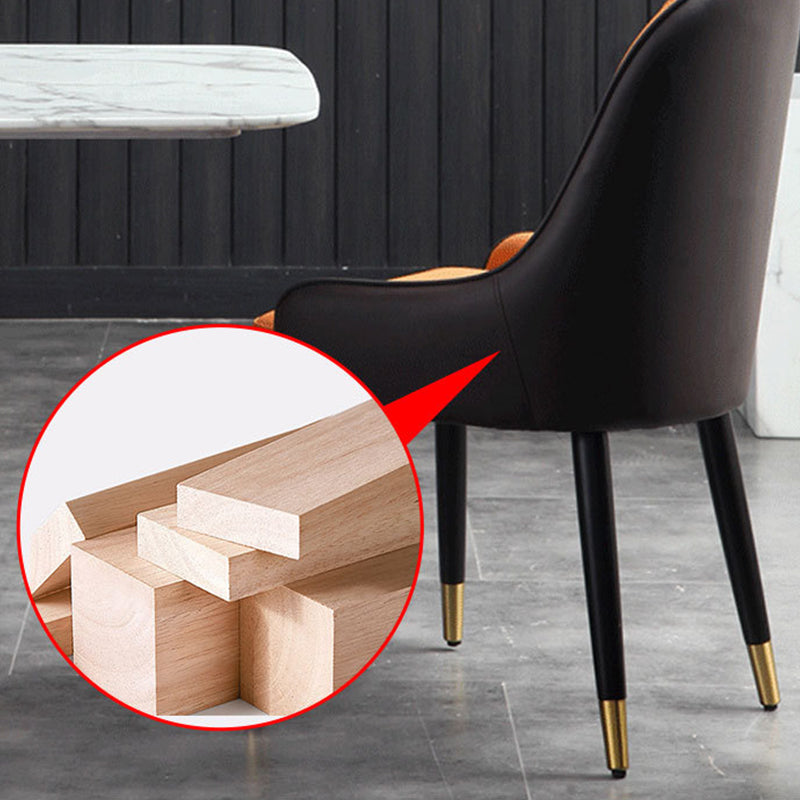 Glam Parsons Side Chair PU Leather Indoor Dining Chair for Living Room