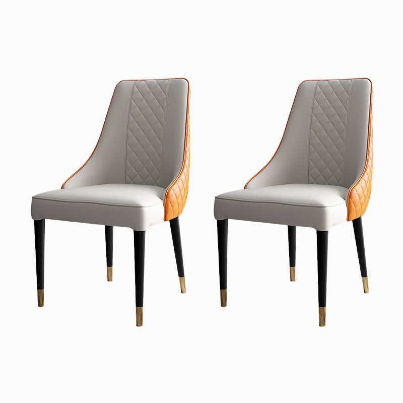 Glam Style Parsons Side Chair Leather Indoor Dining Chair with Wooden Base