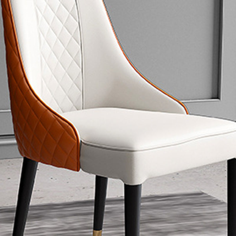 Glam Style Parsons Side Chair Leather Indoor Dining Chair with Wooden Base