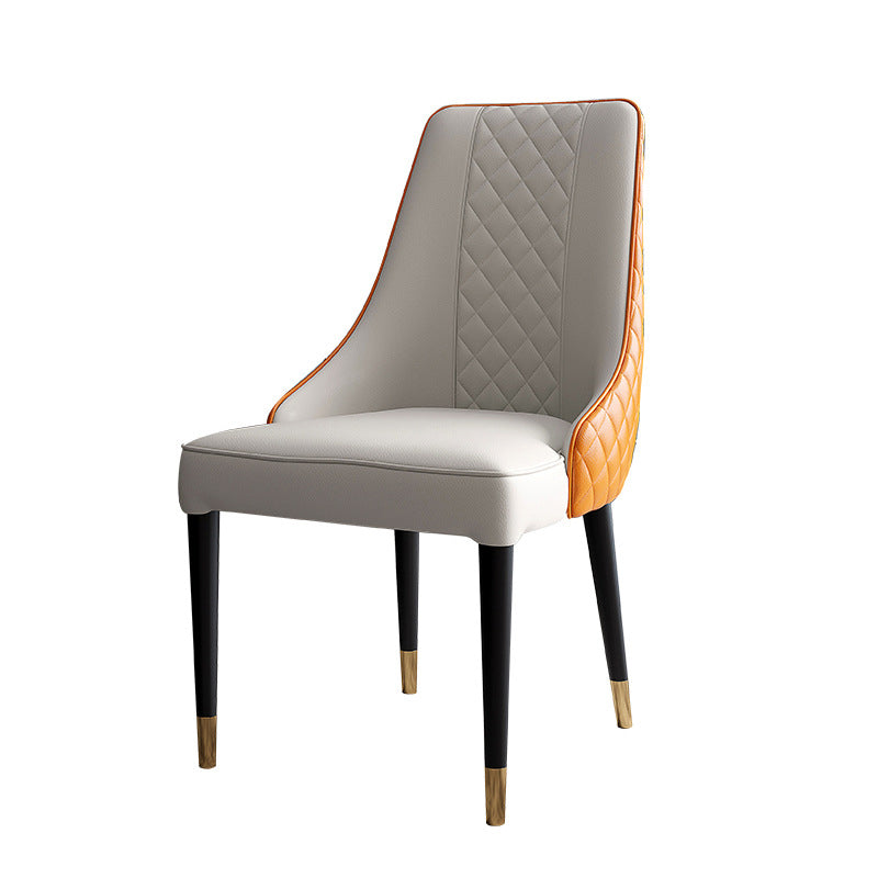 Glam Style Parsons Side Chair Leather Indoor Dining Chair with Wooden Base