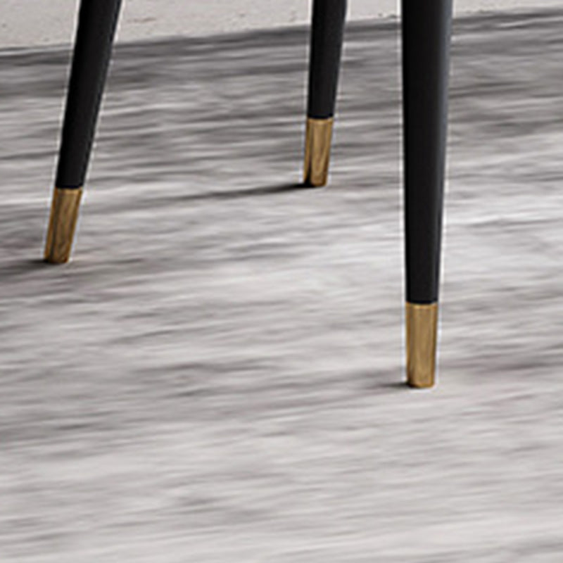 Glam Style Parsons Side Chair Leather Indoor Dining Chair with Wooden Base