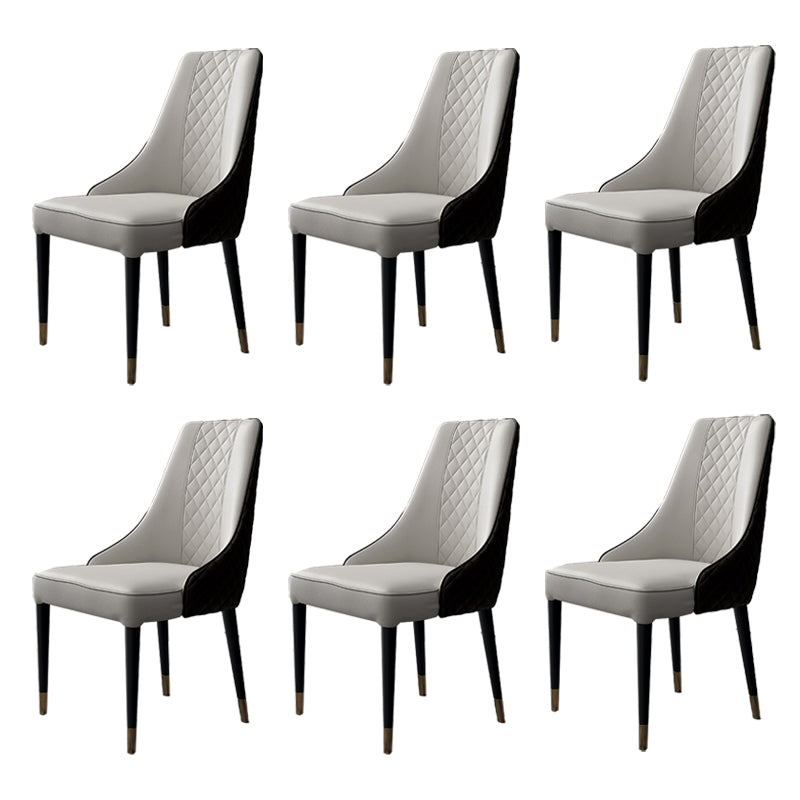 Glam Style Parsons Side Chair Leather Indoor Dining Chair with Wooden Base