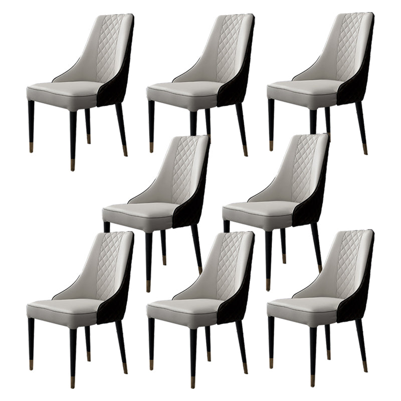 Glam Style Parsons Side Chair Leather Indoor Dining Chair with Wooden Base