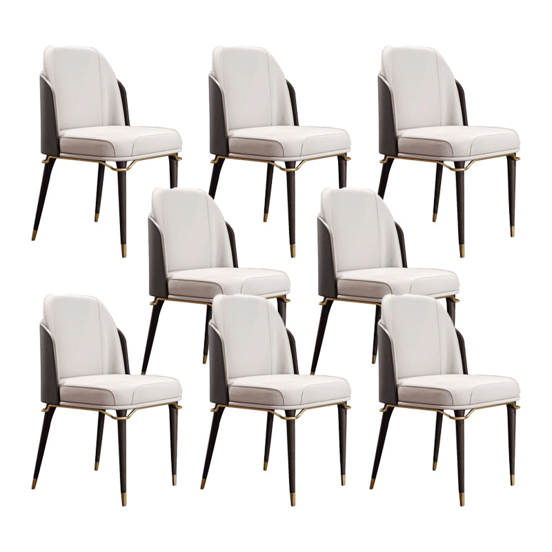 Glam Style Parsons Side Chair Leather Dining Chair with Wooden Legs