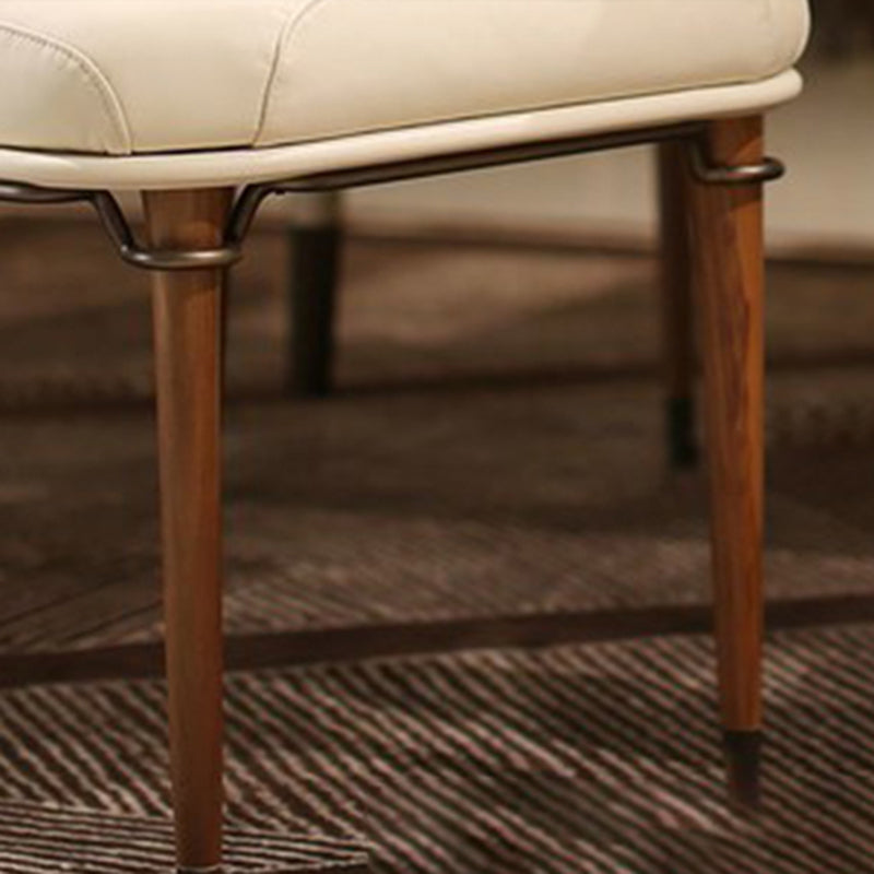 Glam Style Parsons Side Chair Leather Dining Chair with Wooden Legs