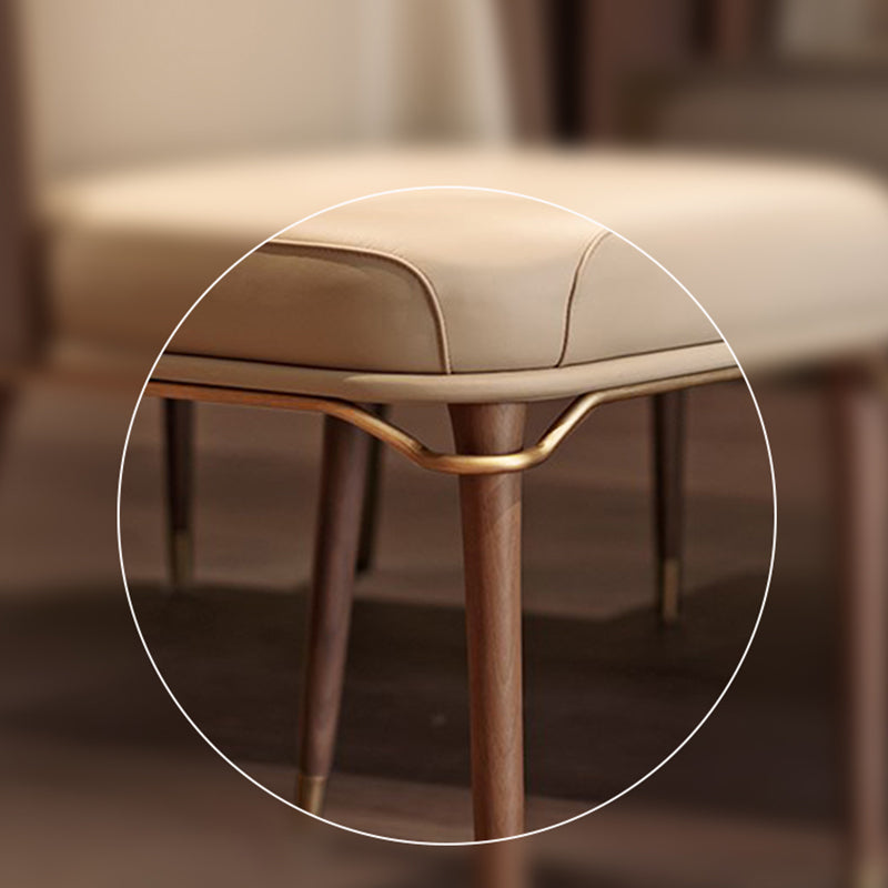 Glam Style Parsons Side Chair Leather Dining Chair with Wooden Legs