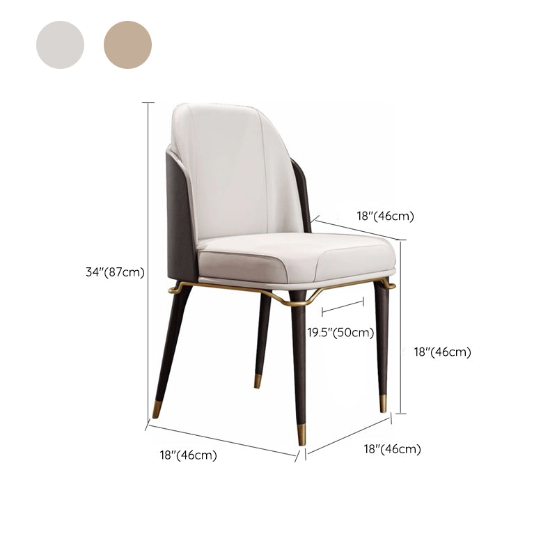 Glam Style Parsons Side Chair Leather Dining Chair with Wooden Legs