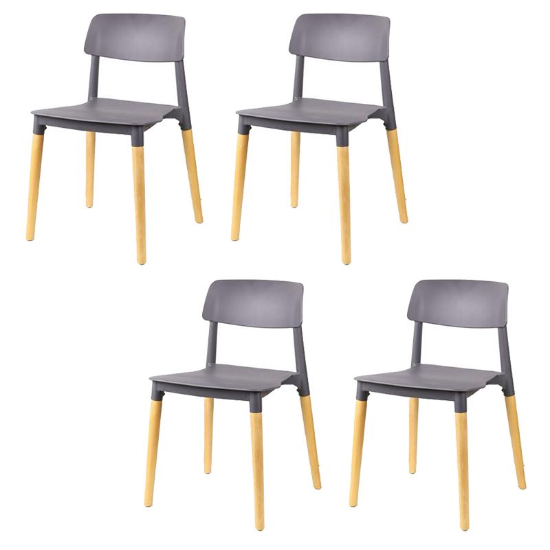 Dining Room Armless Chairs Open Back Solid Wood Legs Chair for Kitchen