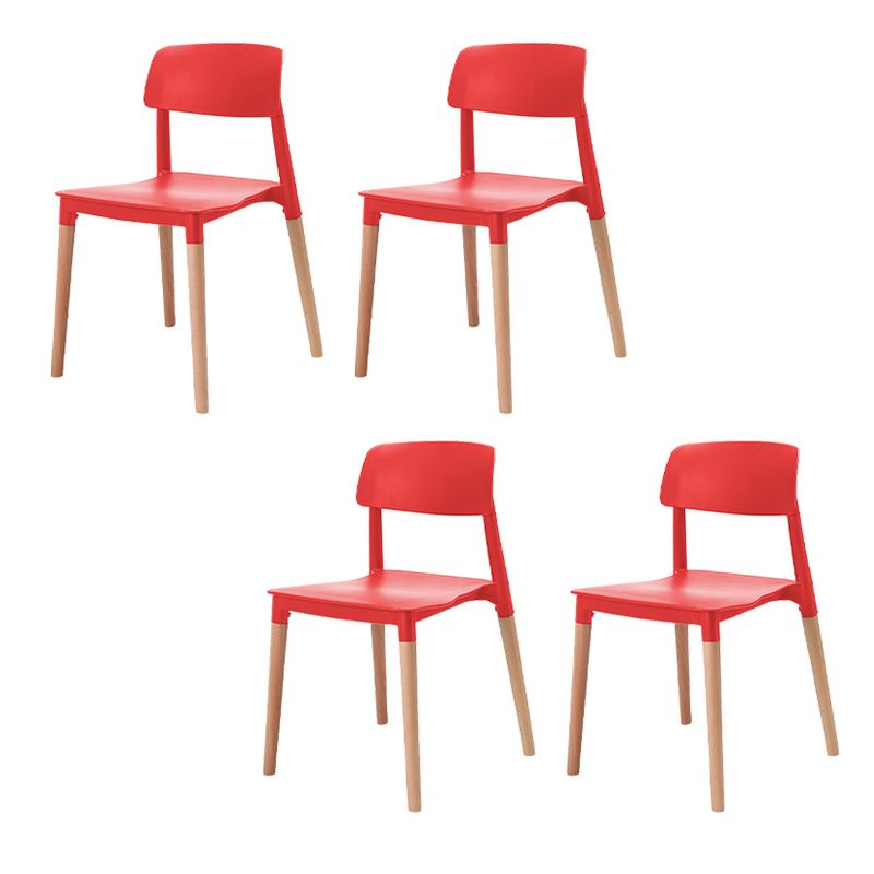 Dining Room Armless Chairs Open Back Solid Wood Legs Chair for Kitchen