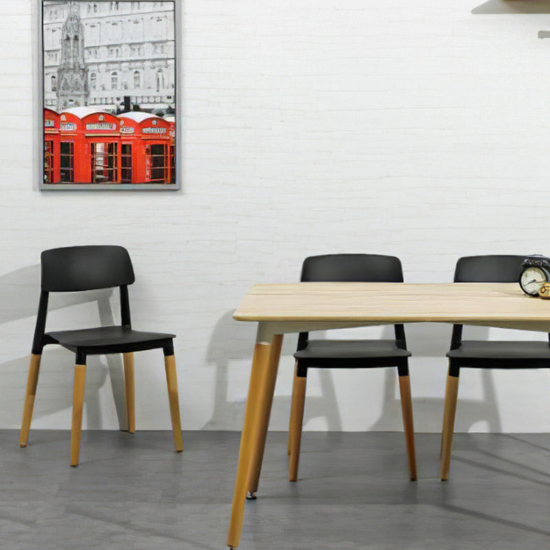 Dining Room Armless Chairs Open Back Solid Wood Legs Chair for Kitchen