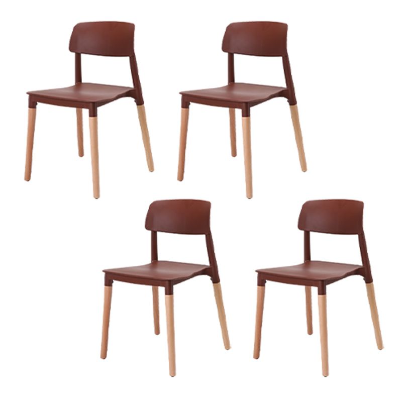 Dining Room Armless Chairs Open Back Solid Wood Legs Chair for Kitchen