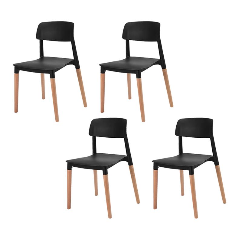 Dining Room Armless Chairs Open Back Solid Wood Legs Chair for Kitchen