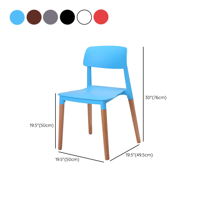 Dining Room Armless Chairs Open Back Solid Wood Legs Chair for Kitchen