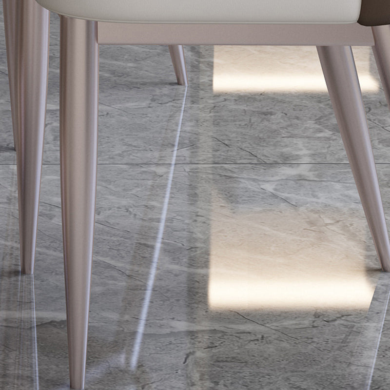 Glam Parsons Side Chair Leather Indoor Dining Chair with Metal Base