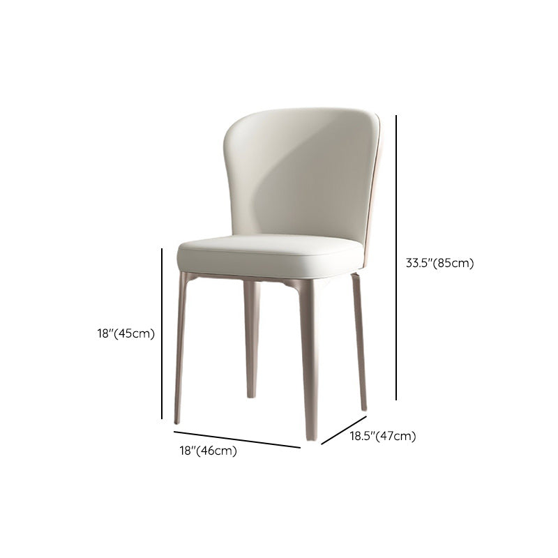Glam Parsons Side Chair Leather Indoor Dining Chair with Metal Base