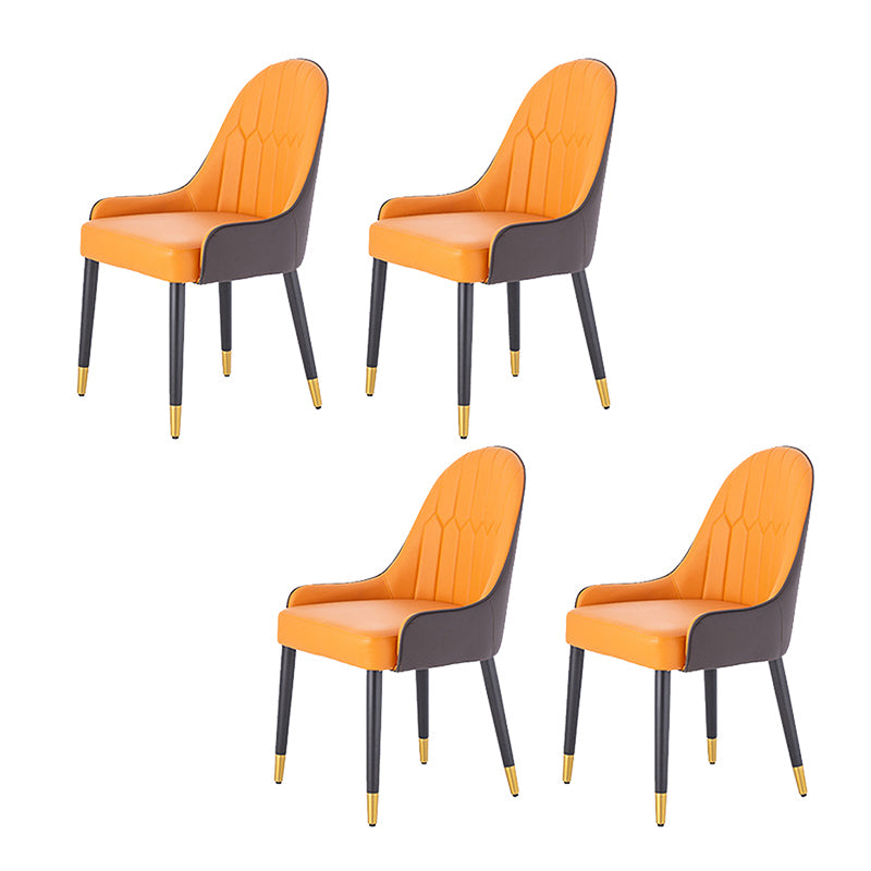 Glam Style Parsons Side Chair Leather Indoor Dining Chair for Living Room