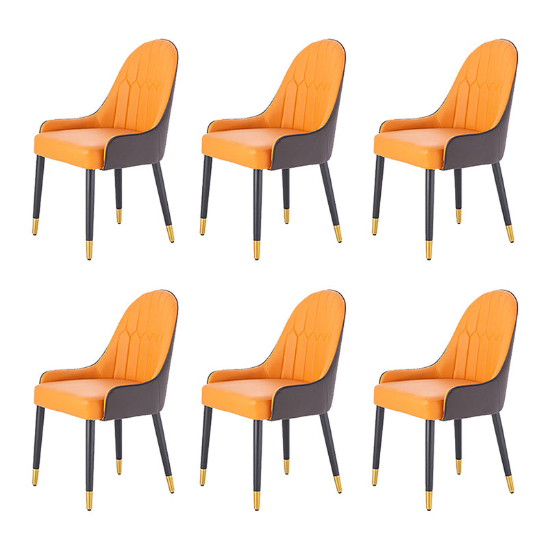 Glam Style Parsons Side Chair Leather Indoor Dining Chair for Living Room