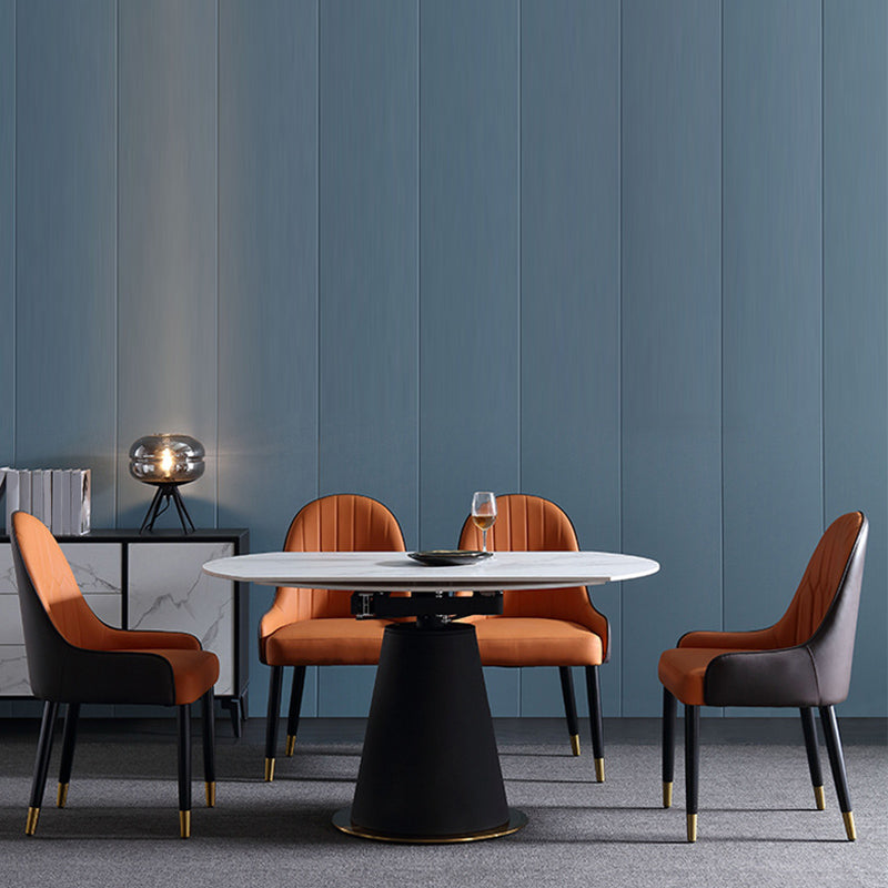 Glam Style Parsons Side Chair Leather Indoor Dining Chair for Living Room