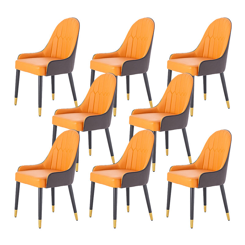 Glam Style Parsons Side Chair Leather Indoor Dining Chair for Living Room