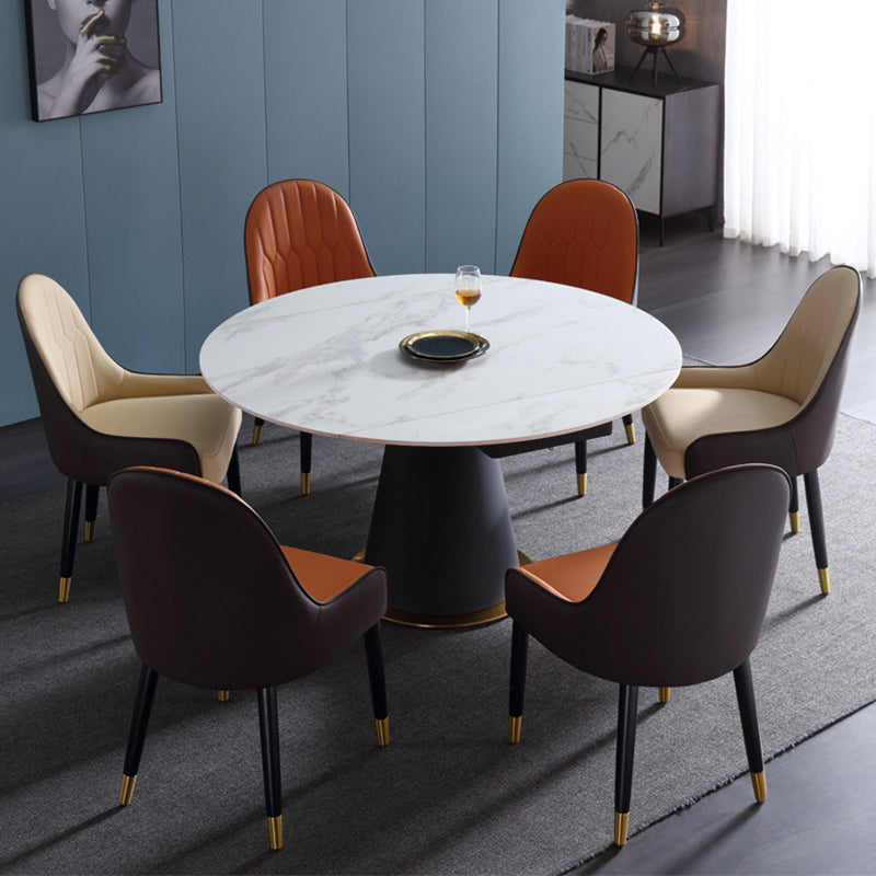 Glam Style Parsons Side Chair Leather Indoor Dining Chair for Living Room