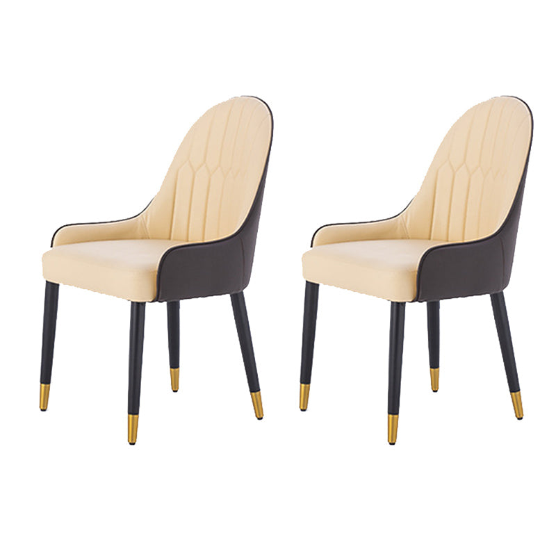 Glam Style Parsons Side Chair Leather Indoor Dining Chair for Living Room