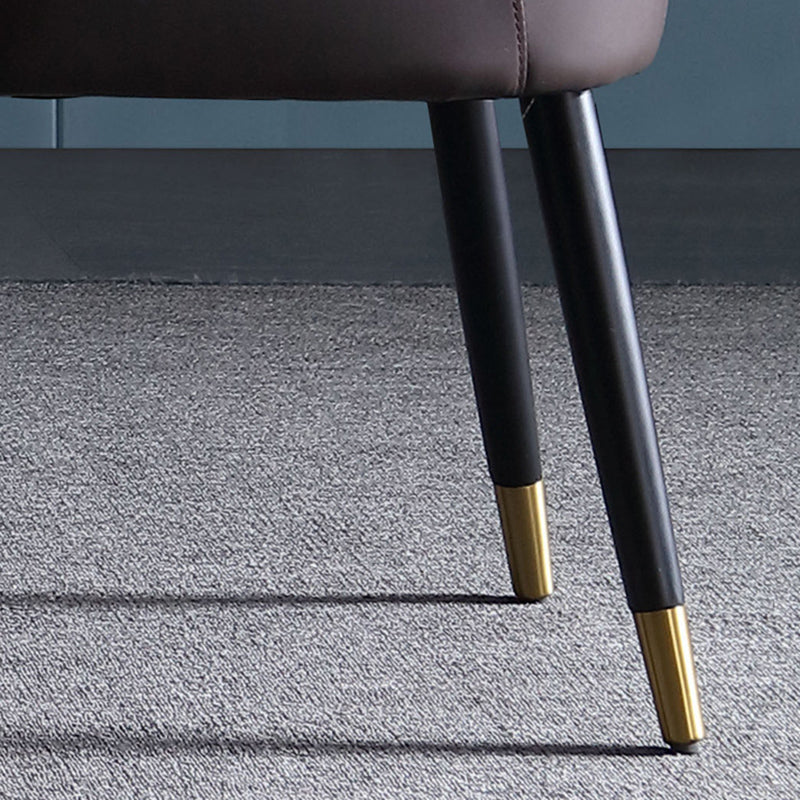 Glam Style Parsons Side Chair Leather Indoor Dining Chair for Living Room