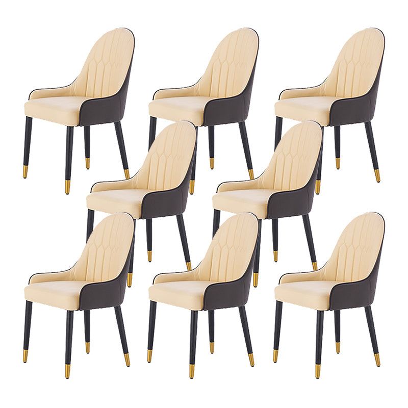 Glam Style Parsons Side Chair Leather Indoor Dining Chair for Living Room