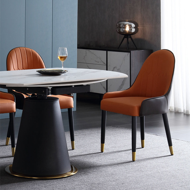 Glam Style Parsons Side Chair Leather Indoor Dining Chair for Living Room